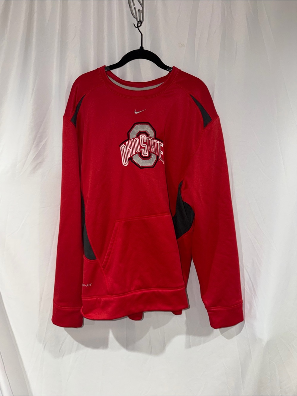 Nike Ohio State Crewneck Sweatshirt Black White Red Pullover Top Therma-Fit XL